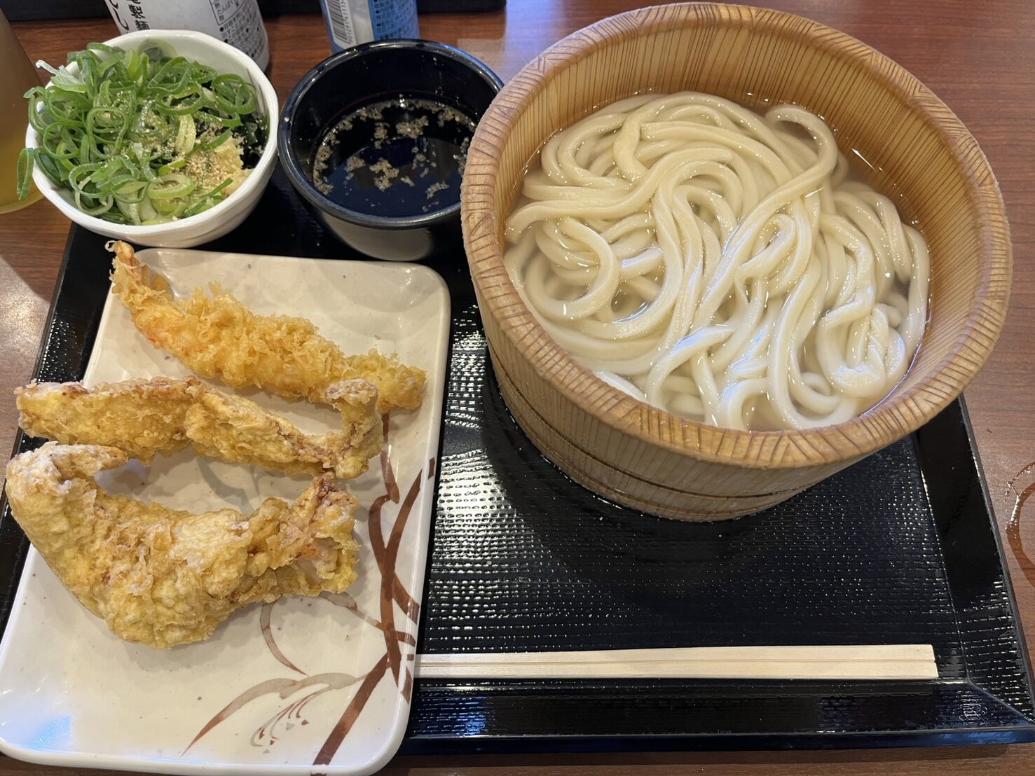 丸亀製麺 釜揚げうどん かしわ天 えび天